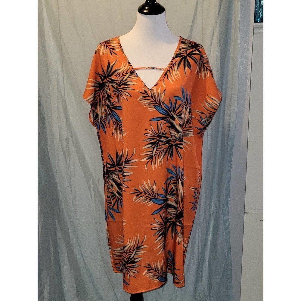 Orange tropical Dress 1xl
